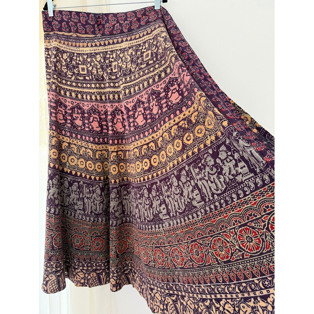Jamsons Wrap Skirt Womens 38 Waist Purple Hippie Pirate Patchwork Maxi Cotton - Picture 4 of 6